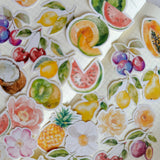 summer fruits and flowers die cut sticker pocket, planner sticker, summer sticker, cut out stickers 35+ pieces