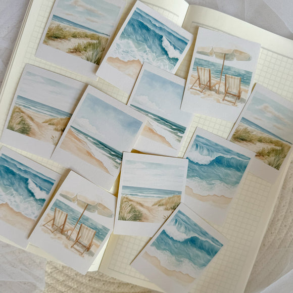 ocean view polaroid die cut sticker pocket, planner sticker, polaroid pictures sticker, cut out stickers 12 pieces