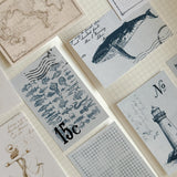 nautical journaling cards, paper ephemera, paper cut outs, card stock journaling cards 9 pieces