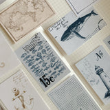 nautical journaling cards, paper ephemera, paper cut outs, card stock journaling cards 9 pieces