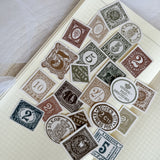 vintage postmark ephemera die cut sticker pocket, planner sticker, postal stamp sticker, ephemera cut out stickers 20+ pieces