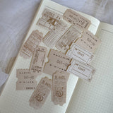 vintage tickets ephemera die cut sticker pocket, planner sticker, ticket sticker, ephemera cut out stickers 13 pieces