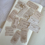 vintage tickets ephemera die cut sticker pocket, planner sticker, ticket sticker, ephemera cut out stickers 13 pieces