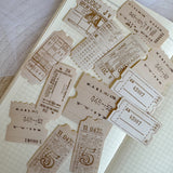 vintage tickets ephemera die cut sticker pocket, planner sticker, ticket sticker, ephemera cut out stickers 13 pieces