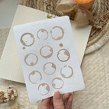 coffee stain sticker sheet, planner stickers, minimalistic sticker sheet, vintage sticker sheet