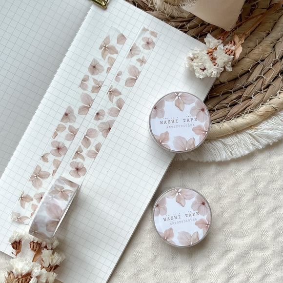 soft Hydrangea washi tape, masking tape, planner elements, bujo supplies, planner washi tape