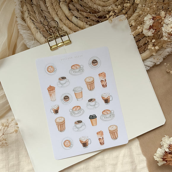 coffee lover sticker sheet, journaling sticker, planner sticker, bullet journal supplies