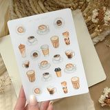 coffee lover sticker sheet, journaling sticker, planner sticker, bullet journal supplies