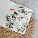 tropical post stamp cut out pocket, 14 pieces