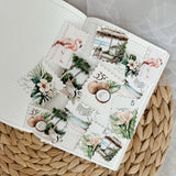 tropical post stamp cut out pocket, 14 pieces