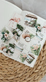 tropical post stamp cut out pocket, 14 pieces