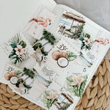 tropical post stamp cut out pocket, 14 pieces
