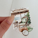 tropical post stamp cut out pocket, 14 pieces