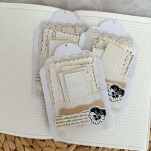 light ephemera paper label cut out pocket, 15 items