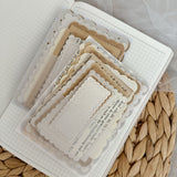 ephemera paper label cut out pocket, 22 items