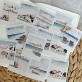 beach umbrella polaroid die cut sticker pocket, planner sticker, polaroid pictures sticker, cut out stickers 14 pieces