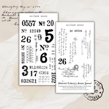 vintage numbers and writing sticker sheets