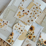 sunflower ephemera die cut pocket, 60+ pieces