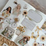sunflower ephemera die cut pocket, 60+ pieces