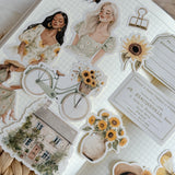 sunflower ephemera die cut pocket, 60+ pieces