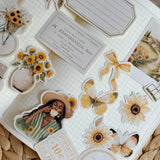 sunflower ephemera die cut pocket, 60+ pieces