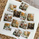 autumn reader polaroid die cut sticker pocket, planner sticker, polaroid pictures sticker, cut out stickers 12 pieces