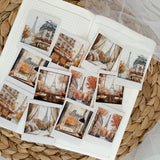 Parisian fall polaroid die cut sticker pocket, planner sticker, polaroid pictures sticker, cut out stickers 12 pieces