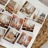 Parisian fall polaroid die cut sticker pocket, planner sticker, polaroid pictures sticker, cut out stickers 12 pieces