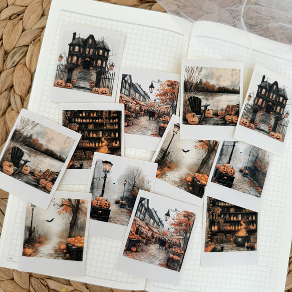haunted hollow polaroid die cut sticker pocket, planner sticker, polaroid pictures sticker, cut out stickers 12 pieces