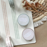 soft pink and green gingham grid washi tape, masking tape, planner elements, bujo supplies, planner washi tape