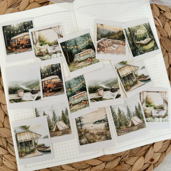 roadtrip polaroid die cut sticker pocket, planner sticker, polaroid pictures sticker, cut out stickers 15 pieces
