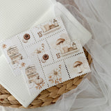 autumn day post stamp cut out page, linen paper post stamp