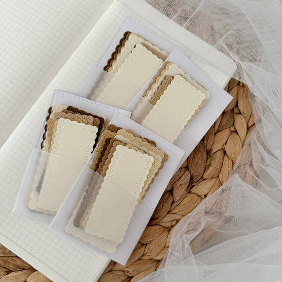 brown labels paper cut outs pocket, 12 pieces