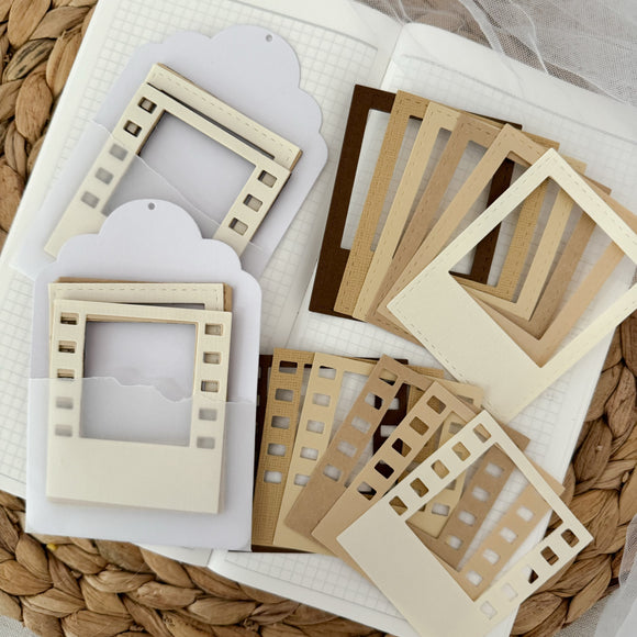 brown polaroid paper cut outs pocket, 12 pieces
