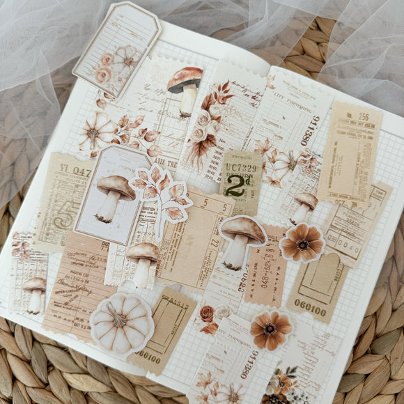 autumn ticket ephemera die cut pocket, 25+ pieces