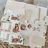 strawberry ephemera die cut pocket, 40+ pieces