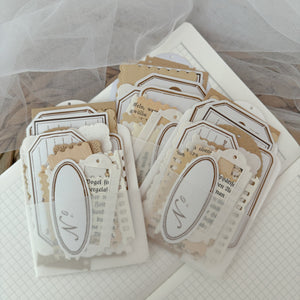 mixed paper ephemera and sticker cut outs pocket, 24 pieces