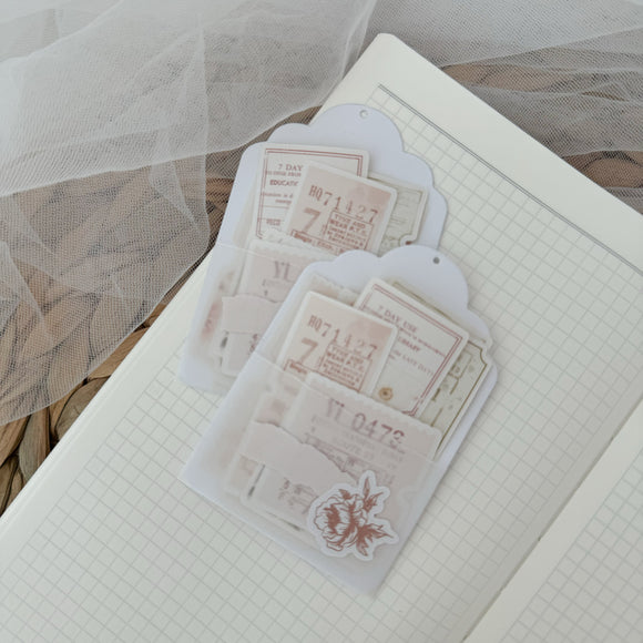 floral ticket stickers die cut sticker pocket, planner sticker, collage sticker, cut out stickers 11 pieces
