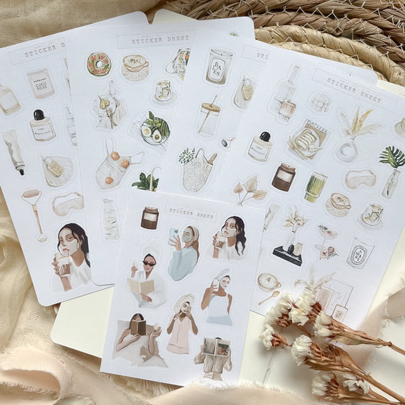 skincare sticker sheet bundle