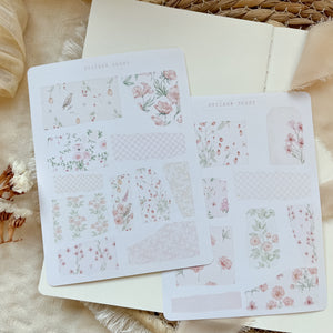 peonies pattern paper scraps sticker sheet