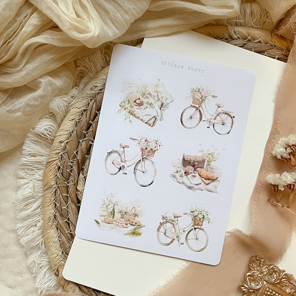 spring bike and picnic sticker sheet