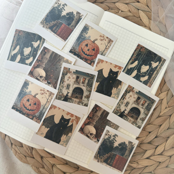 vintage halloween polaroid die cut sticker pocket, planner sticker, polaroid pictures sticker, cut out stickers 12 pieces