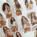 autumn die cut girls sticker