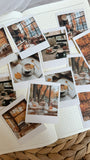 fall café polaroid die cut sticker pocket, planner sticker, polaroid pictures sticker, cut out stickers 12 pieces