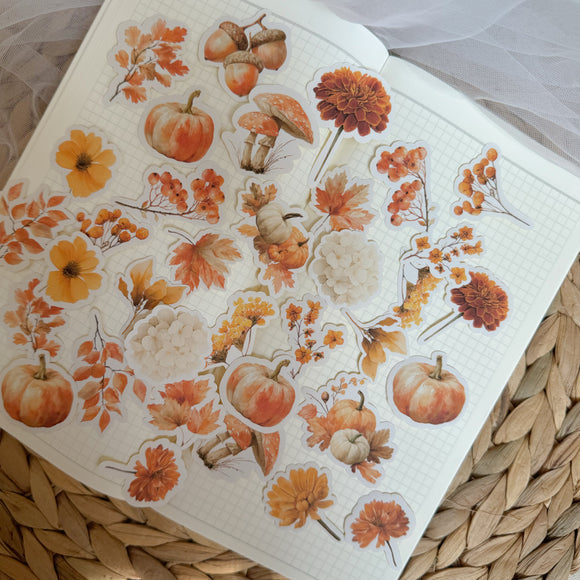 autumn foliage die cut sticker pocket 30+ pcs
