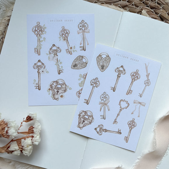 floral key sticker sheet