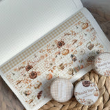 Autumn season, gingham grid washi tape bundle