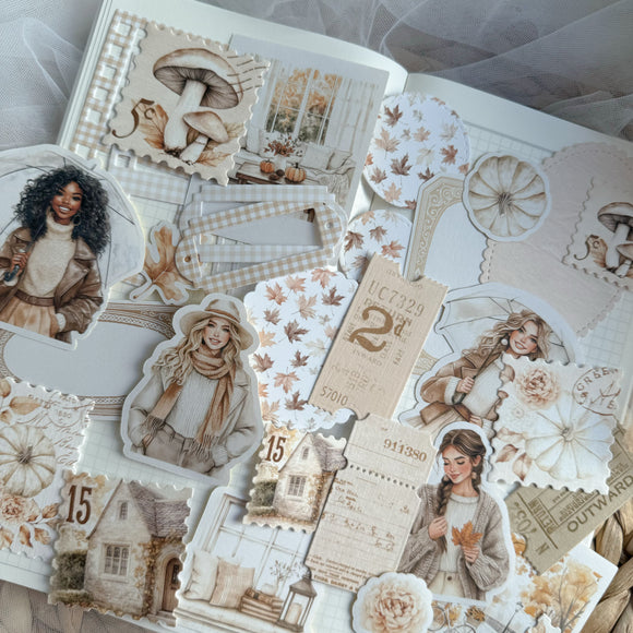 September end ephemera die cut pocket, 30+ pieces,