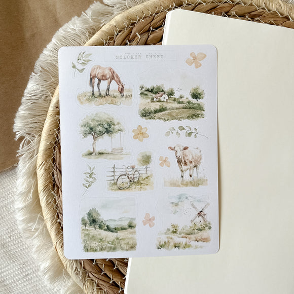 countryside farm sticker sheet