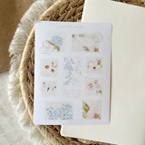 blue floral stamp sticker sheet